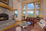 Main-level living room- Wood fireplace- Amazing views 